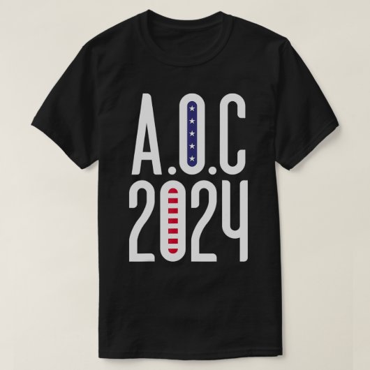 AOC 2024  Aleandria OcasioCortez American Flag Dem Tシャツ (デザイン正面)