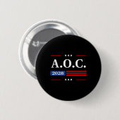 Aoc 2028 A.O.C. 2028米国国旗 缶バッジ (正面&裏面)