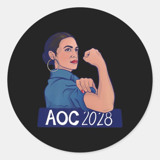 Aoc 2028 Alexandria Ocasio Cortez 2028 Premium ラウンドシール (正面)