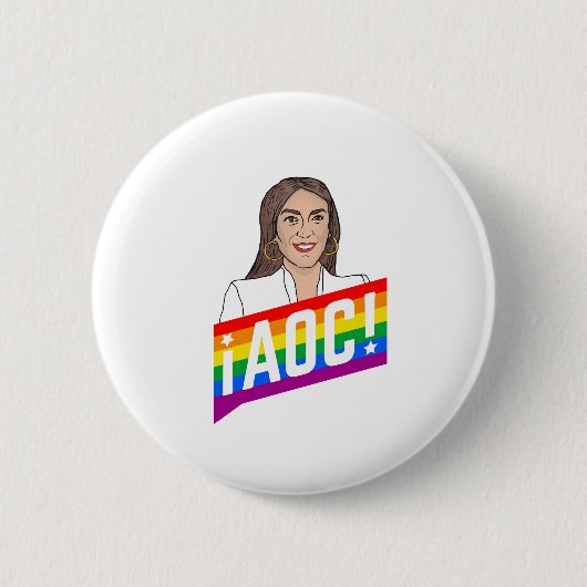 AOC LGBTプライド 缶バッジ (正面)