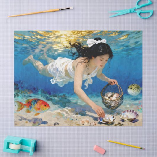 "Aoi of the Deep" – An Ocean Portrait 薄葉紙 (クラフト)