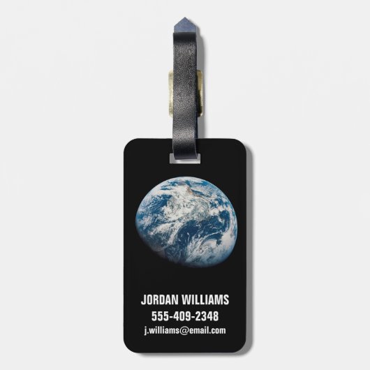 Aollo 8宇宙船から取り出された地球。 ラゲッジタグ (裏面縦)