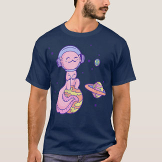 Aolotlかわいい宇宙Galay Planets Aolotl宇宙飛行士 Tシャツ