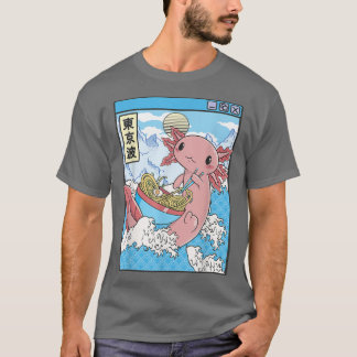 Aolotl Eating Ramen Japan Waves Anime Kawaii Vapor Tシャツ