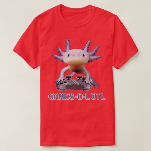 Aolotl Fishのビデ遊オゲームWhiteAolotl Lizard Tシャツ (デザイン正面)