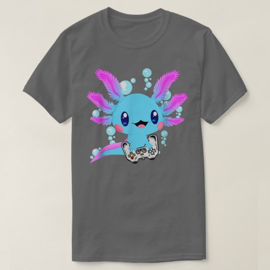 Aolotl Fish Playing Video Games Lizard  Tシャツ (デザイン正面)