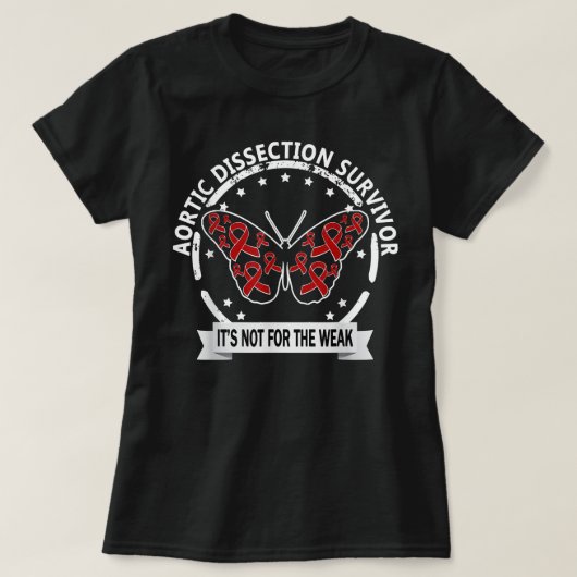 Aortic Dissection Survivor, red-ribbon raising awa Tシャツ (デザイン正面)
