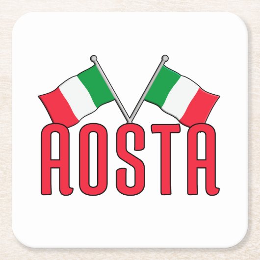 AOSTAイタリア国旗 スクエアペーパーコースター (正面)