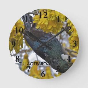 AotearoaのTui ラウンド壁時計