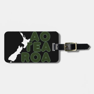 AOTEAROAニュージーランドの国地図キウイNZブラック ラゲッジタグ