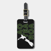 AOTEAROAニュージーランドの国地図キウイNZブラック ラゲッジタグ (正面縦)