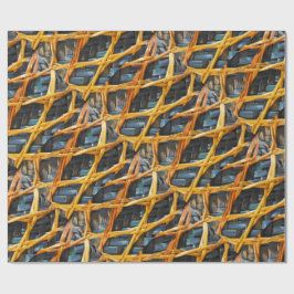 Aotearoaニュージーランドの青からの亜麻の織り方バスケット ラッピングペーパー