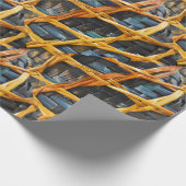 Aotearoaニュージーランドの青からの亜麻の織り方バスケット ラッピングペーパー (角)