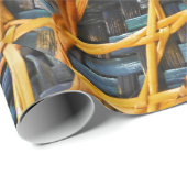 Aotearoaニュージーランドの青からの亜麻の織り方バスケット ラッピングペーパー (ロールコーナー)