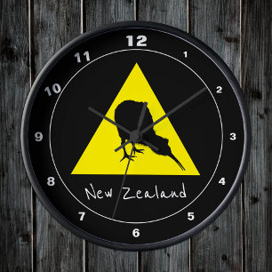 Aotearoa & Kiwi Bird、夜間ニュージーランド旅行 ラウンド壁時計