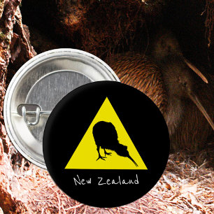 Aotearoa & Kiwi Bird、夜間ニュージーランド旅行 缶バッジ
