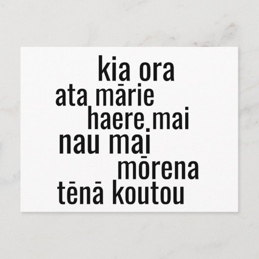 AOTEAROA NEW ZEALAND MALAORI言語挨拶KIWI ポストカード (正面)