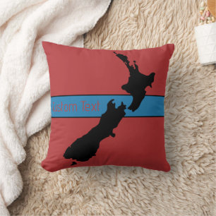 AOTEAROA NZグラフィックブラックON RED KIWI NEW ZEALAND クッション