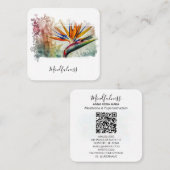 *~* AP10パラダイスの花鳥水彩画QR スクエア名刺 (正面/裏面)