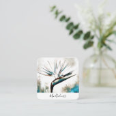 *~*  AP10 鳥の天国 花  QR 水彩画 スクエア名刺 (スタンド正面)