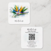 *~* AP10 QRフラワーバード・オブ・パラダイス水彩画 スクエア名刺 (正面/裏面)