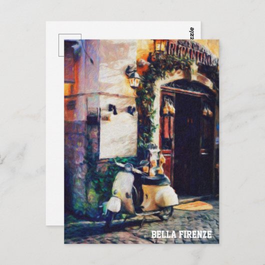 ** AP12イタリアフィレンスモータースクーター石版 ポストカード (正面/裏面)