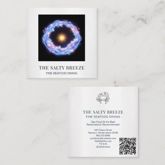 *~* AP13ビーチウェーブヨガスパマッサージ霊気92 スクエア名刺 (正面/裏面)