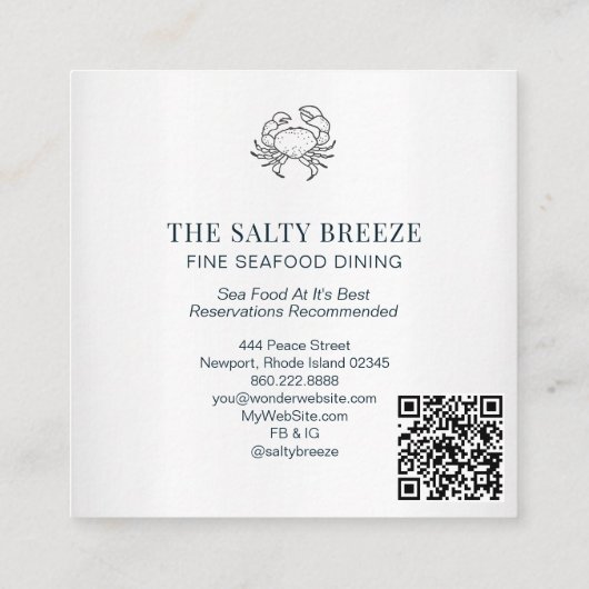 *~* AP13ビーチウェーブヨガスパマッサージ霊気92 スクエア名刺 (裏面)