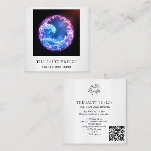 *~* AP13ビーチ航海の沿岸ボーツ魚釣り103 スクエア名刺 (正面/裏面)