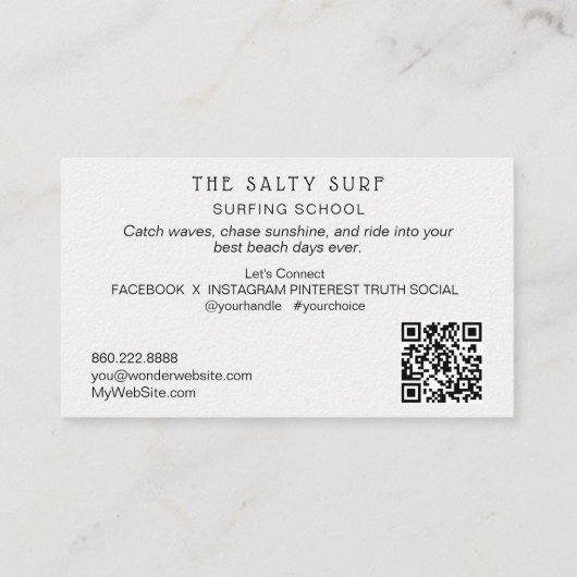 *~* AP13 5シーお洒落ビーチ沿岸サーフボード 名刺 (裏面)