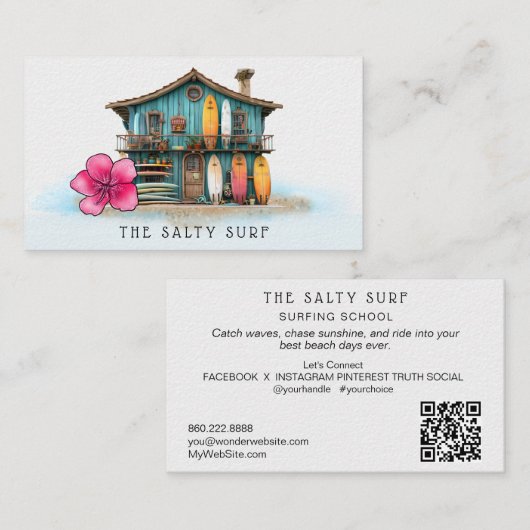 *~* AP13 5シーお洒落ビーチ沿岸サーフボード 名刺 (正面/裏面)