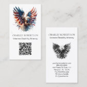 *~* AP16フォトアメリカ国旗Bald Eagle QR 名刺 (正面/裏面)