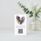 *~* AP16フォトアメリカ国旗Bald Eagle QR 名刺 (スタンド正面)