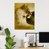 *~* AP23水アート色ゴールデン芸術的ライオネス ポスター (ホームオフィス)