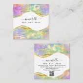 *～* AP26 Ethereal OPAL Rainbow QR金ゴールドグリッター  スクエア名刺 (正面/裏面)