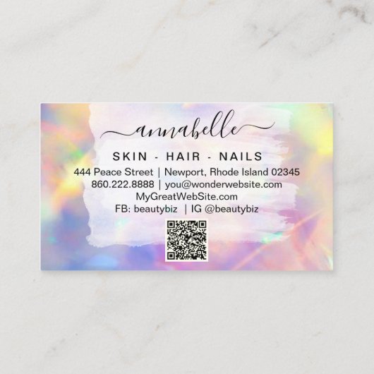 *~* AP26 OPALプリズムレインボーQRクリスタルエーテル 名刺 (裏面)