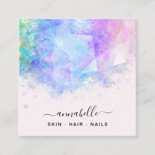 *～* AP26 OPALプリズムレインボーQR Etherealダンデリオン スクエア名刺 (正面)