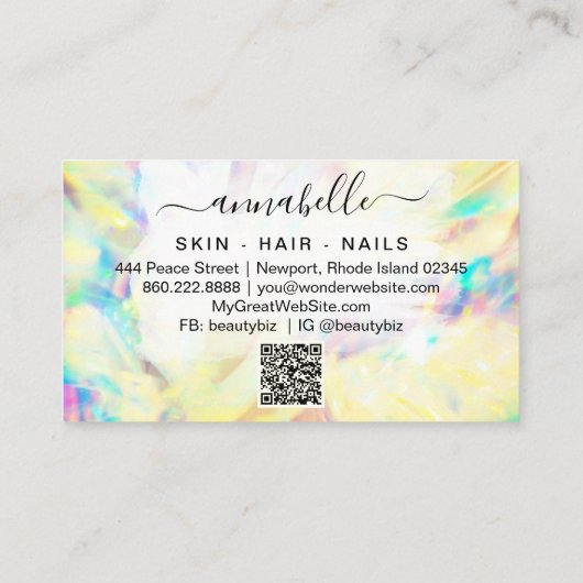 *～* AP26 OPAL Rainbow Crystal Ethereal QRプリズム 名刺 (裏面)