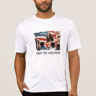 *~* AP27愛国的キリスト教子供の国旗イエス Tシャツ
