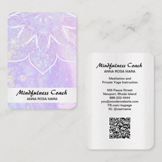 *~* AP2 Pastel抽象芸術QRコード曼荼羅箔  名刺 (正面/裏面)