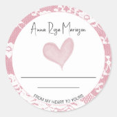 ** AP30レースホームメイドピンクハート汎用 ラウンドシール (正面)