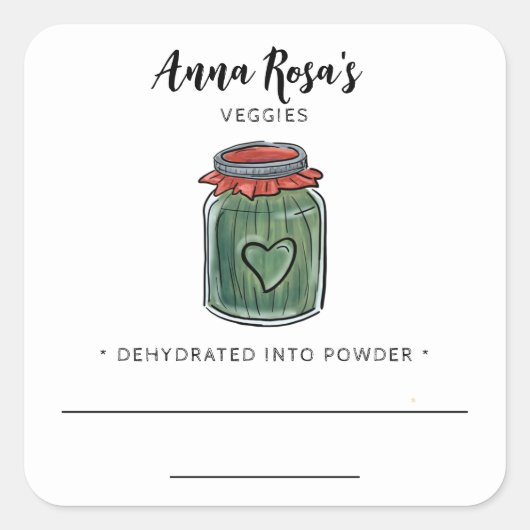 * AP30脱水果実の瓶ラベル空白のが緑 スクエアシール (正面)
