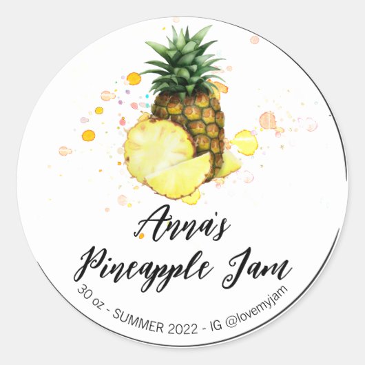 *~* AP30 PINEAPPLE自家製ジェリージャム保存食品 ラウンドシール (正面)