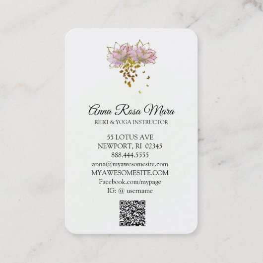*~* AP32ピンクロータスバタフライフラワーロゴ禅QR 名刺 (裏面)