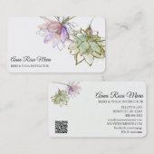 *~* AP32ピンクロータスヨガフラワーゼンQRロゴ 名刺 (正面/裏面)