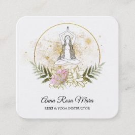 *~* AP32ピンクロータスヨガ女性QRロゴ スクエア名刺