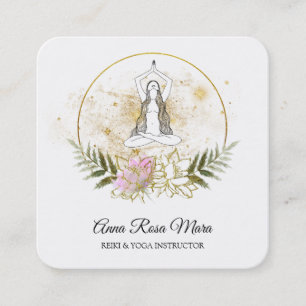 *~* AP32ピンクロータスヨガ女性QRロゴ スクエア名刺