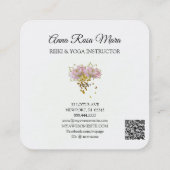 *~* AP32ピンクロータスヨガ女性QRロゴ スクエア名刺 (裏面)