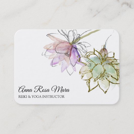 *~* AP32ピンクロータスロゴフラワーゼンQRヨガ 名刺 (正面)