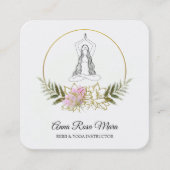 *~* AP32金ゴールドピンクロータスヨガ女性エネルギー スクエア名刺 (正面)